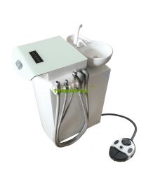 Mobility Dental Suction Unit Machine, Used Separately From Dental Chair，With HVE+SE Handpiece，3 Ways Syringe,Rotatable Ceramic Spittoon