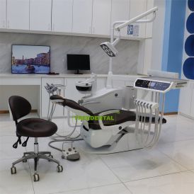 CE Approved High-grade Floor Design Intelligent Disinfection Dental Chair Unit,One Key Intelligent Disinfection System,Intelligent Voice Prompt Italian Waist Support Design ,Handpiece Water Heating System